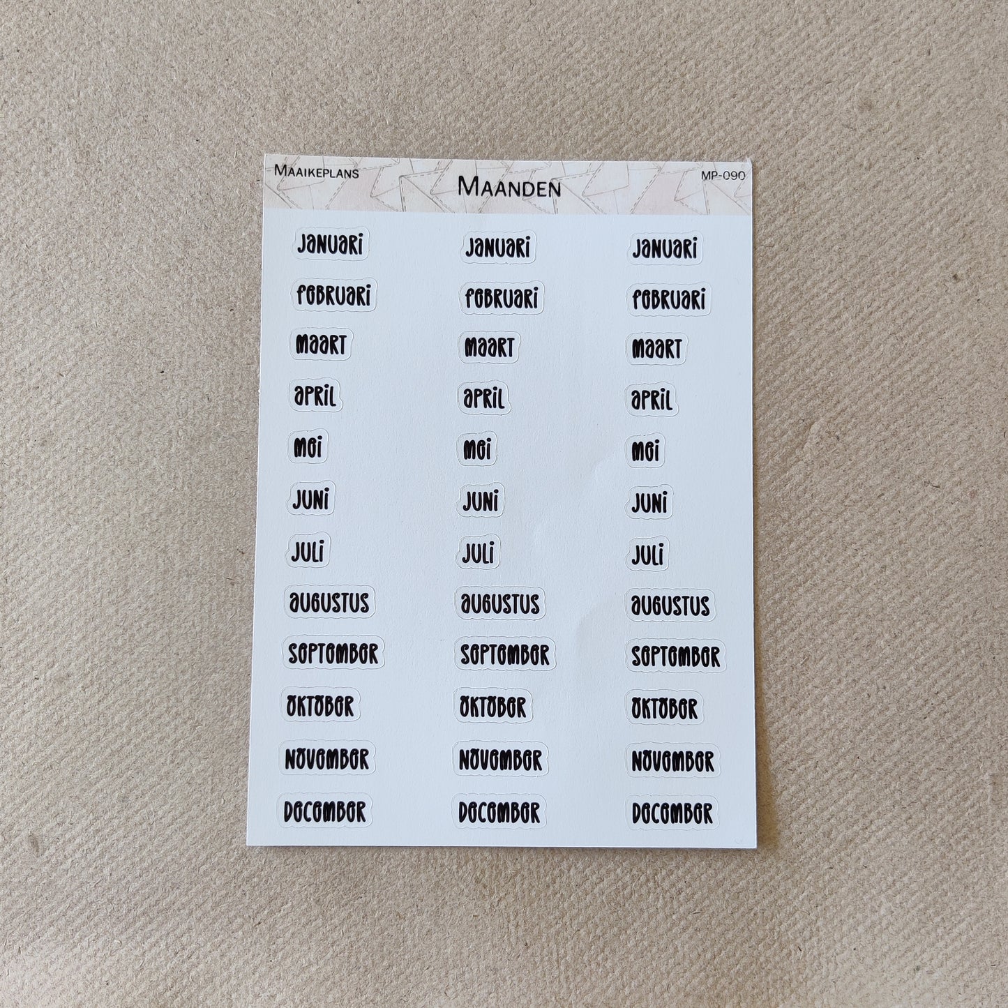 Months sticker sheet (NL)