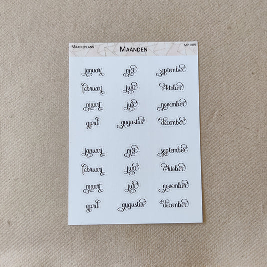 Maanden stickervel (NL)