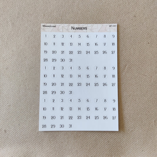 Cijfers 1 - 31 stickervel