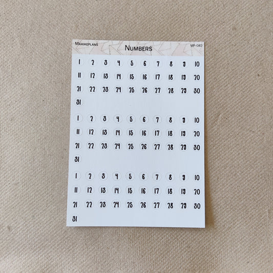 Cijfers 1 - 31 stickervel