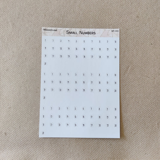 Cijfers 1 - 31 stickervel