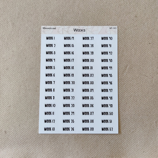 Weken 1 - 52 stickervel