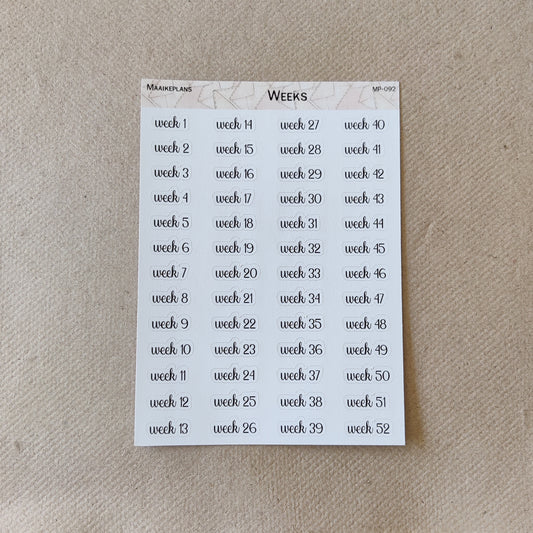 Weken 1 - 52 stickervel
