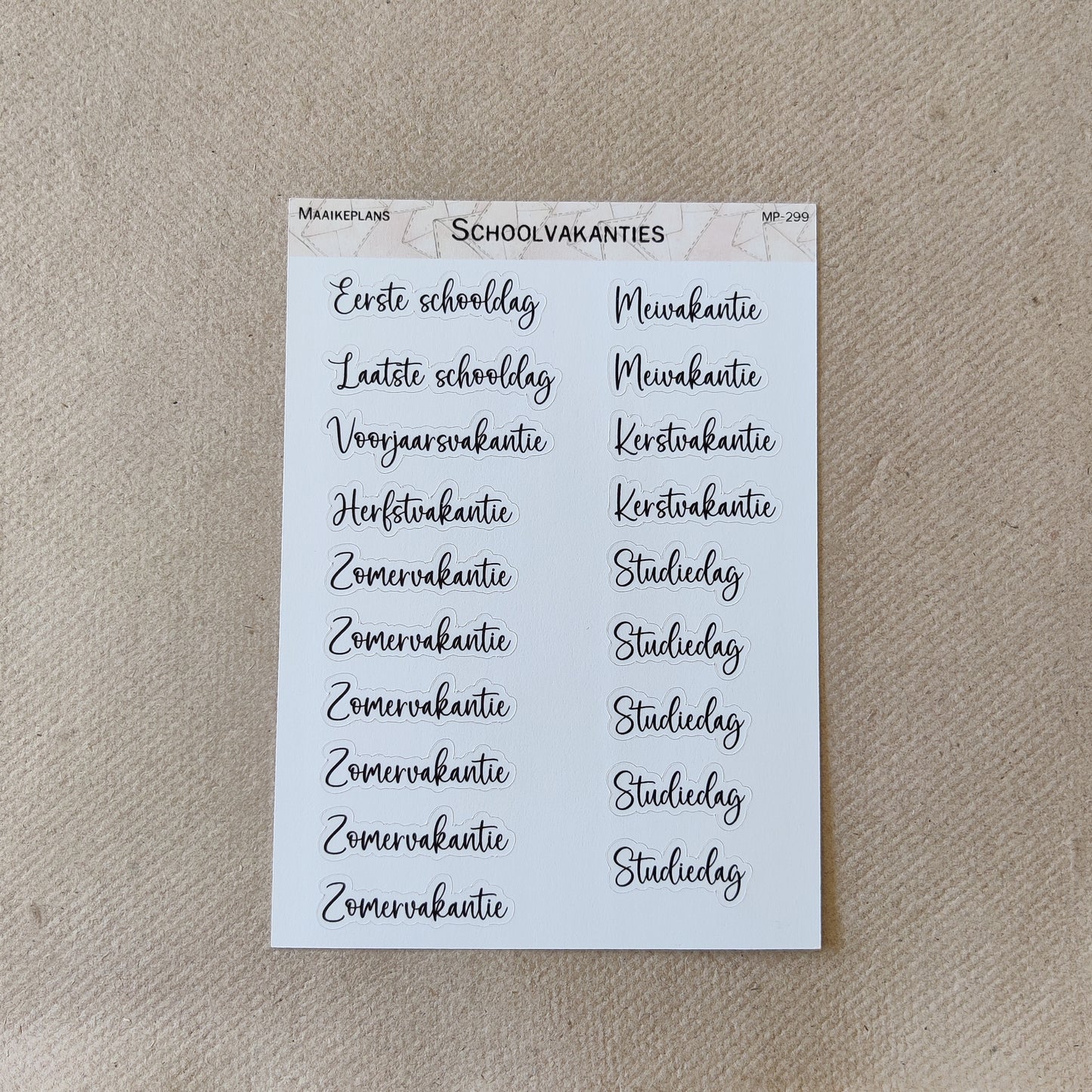 School holidays sticker sheet (NL)