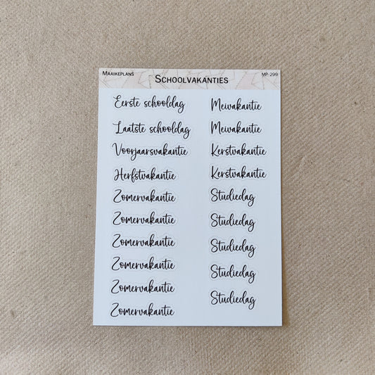 Schoolvakanties stickervel (NL)