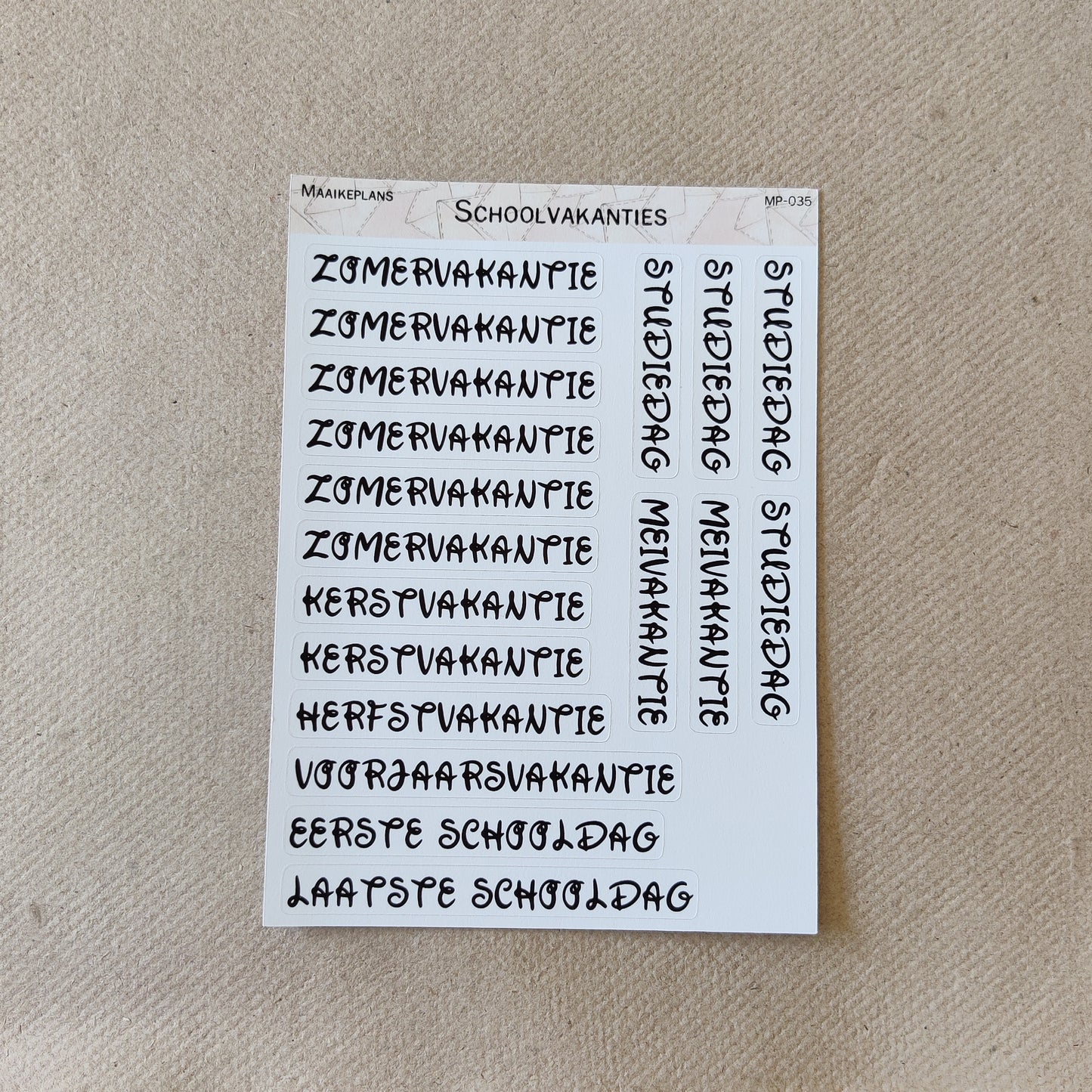 School holidays sticker sheet (NL)