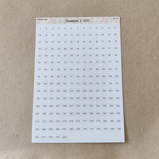 Cijfers 1 - 200 stickervel
