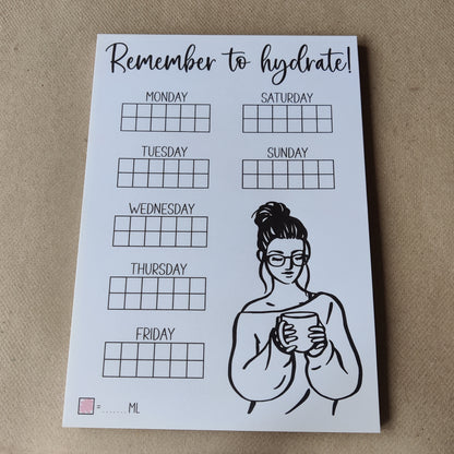 Remember to hydrate notitieblok | Habit tracker | A5 notepad