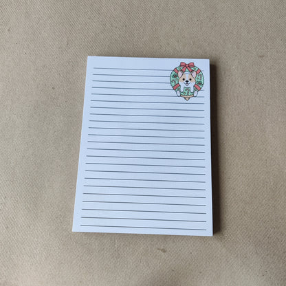 Kerst Corgi Notitieblok Gelinieerd A6 (vernieuwd)