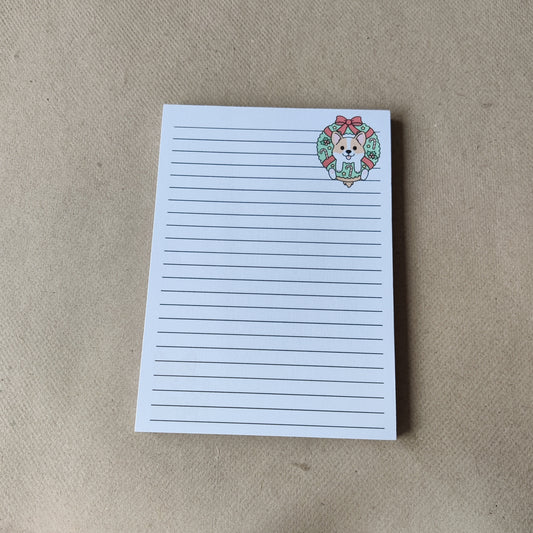 Kerst Corgi Notitieblok Gelinieerd A6 (vernieuwd)