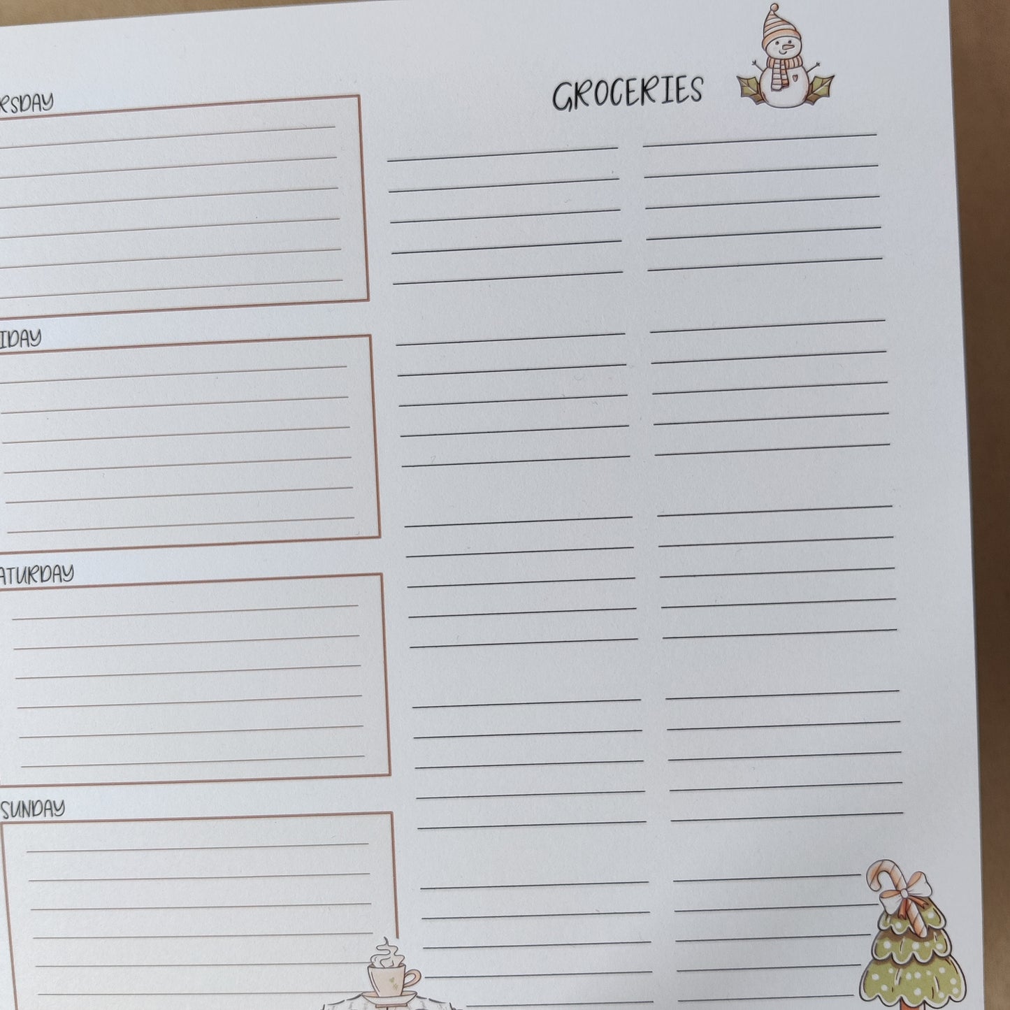 Meal plan blok | Kerst | weekly meal planner