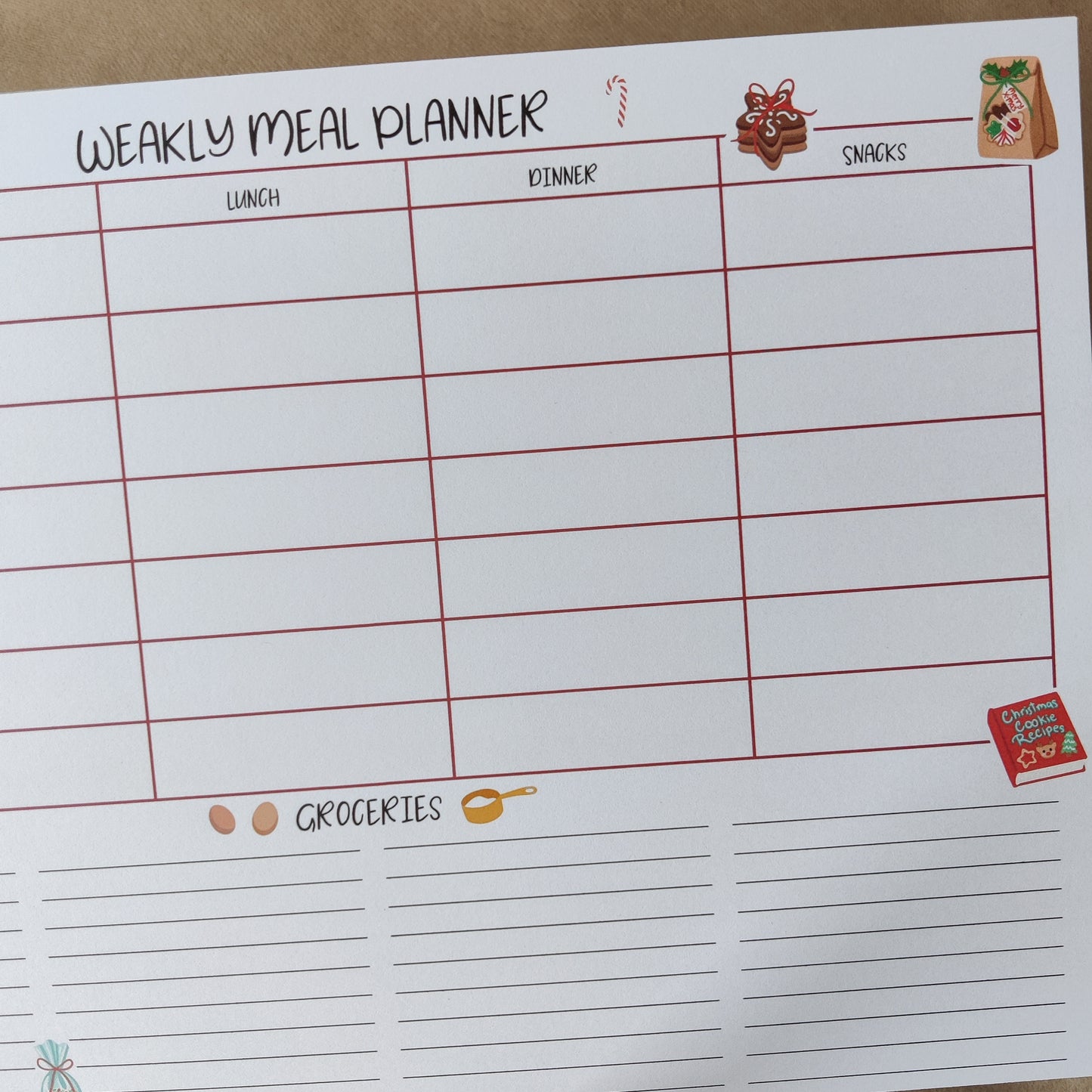 Meal plan blok | Kerst | weekly meal planner