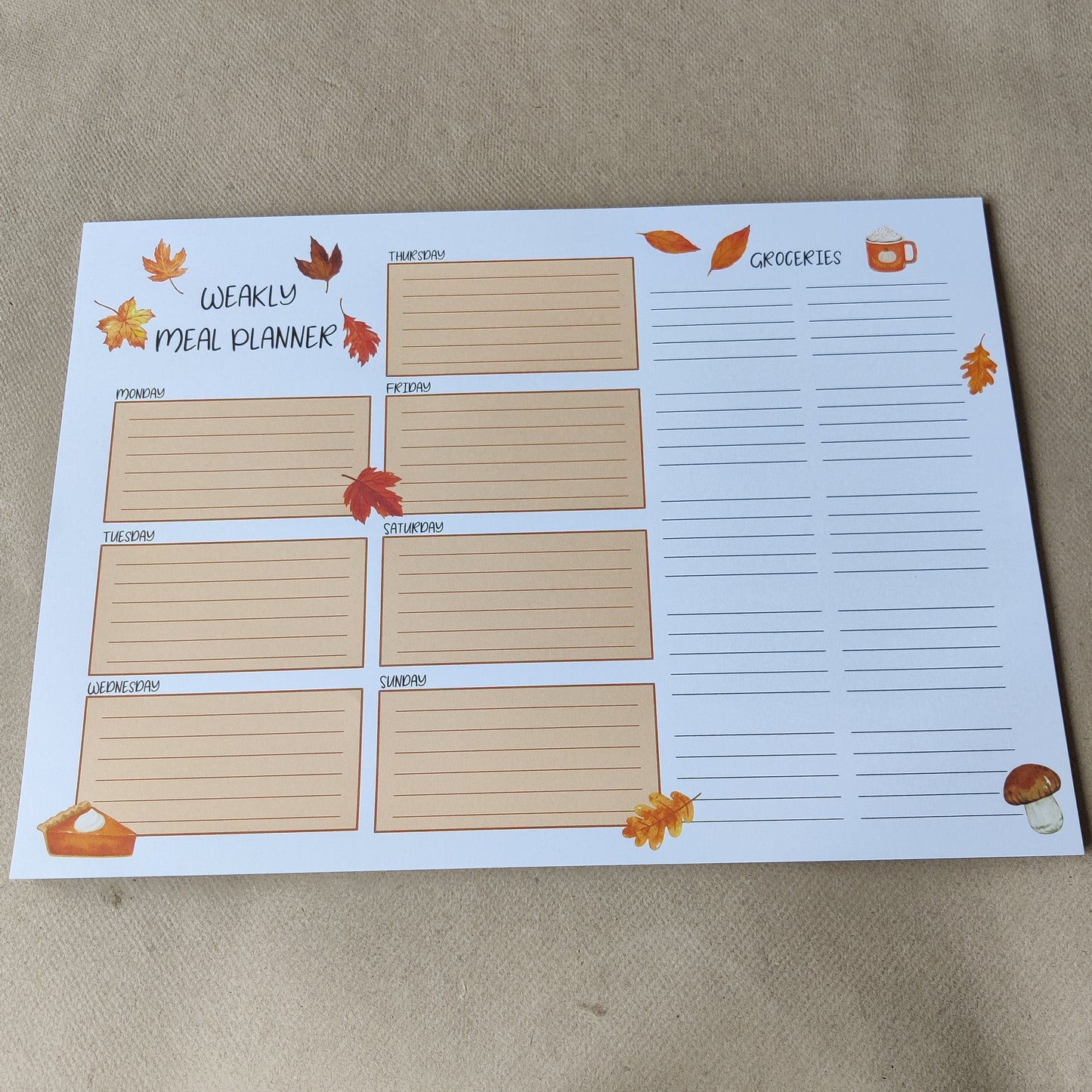 Meal plan blok | Herfst | weekly meal planner