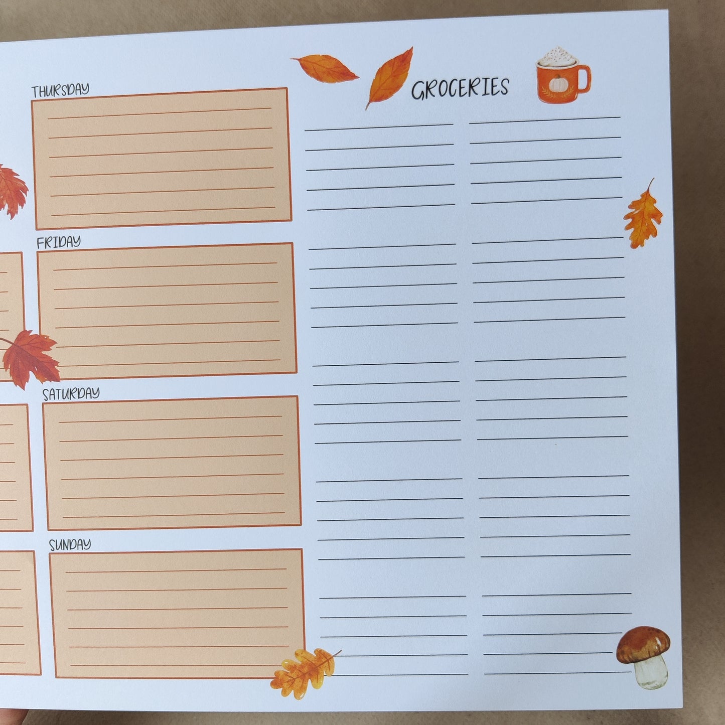 Meal plan blok | Herfst | weekly meal planner