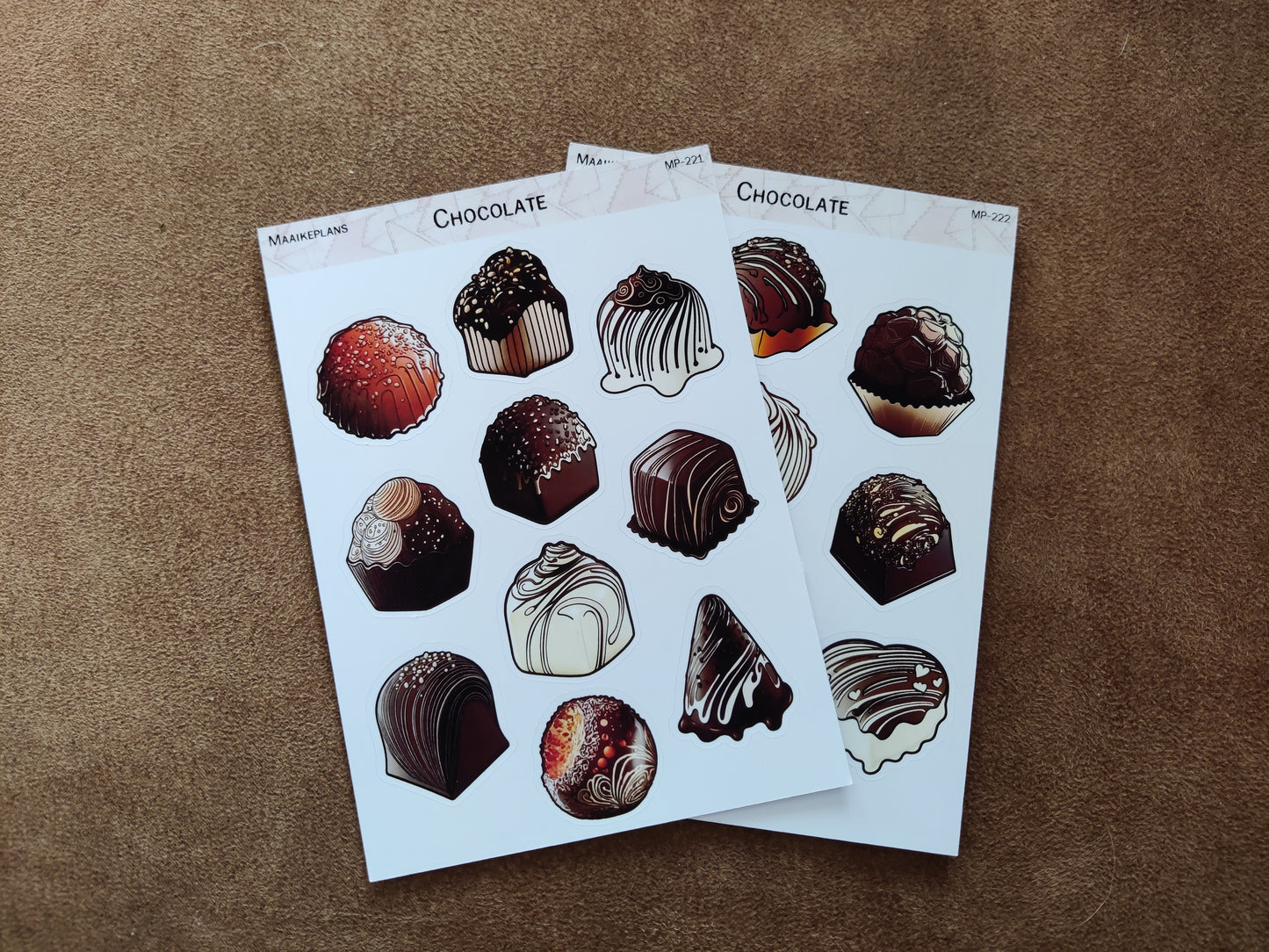 2 chocolade stickervellen