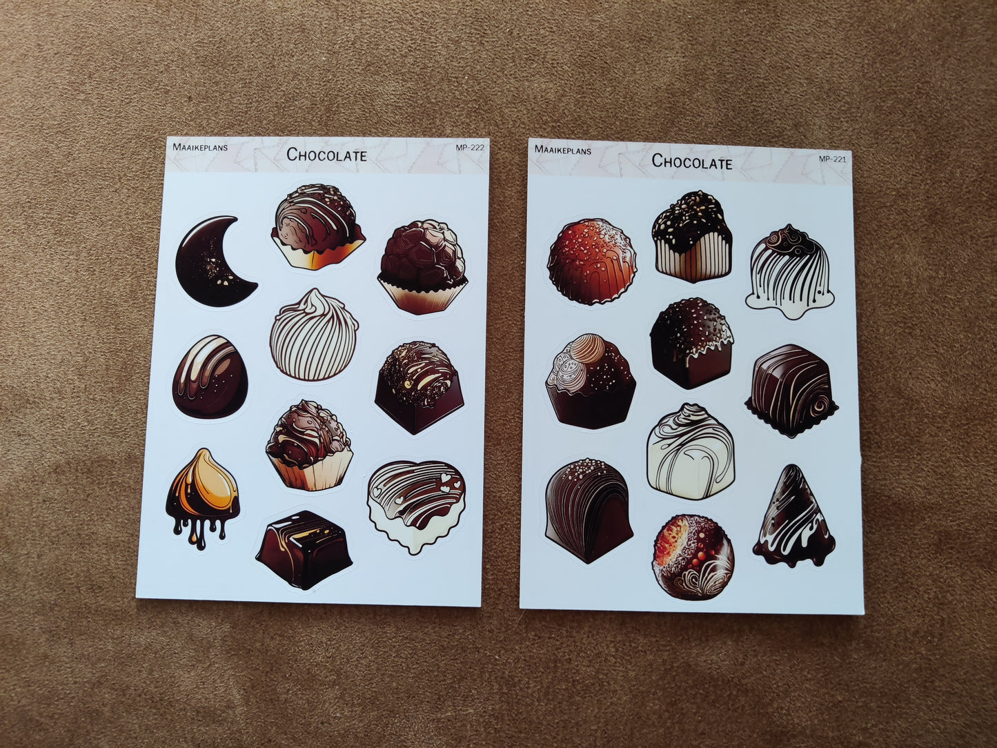 2 chocolade stickervellen