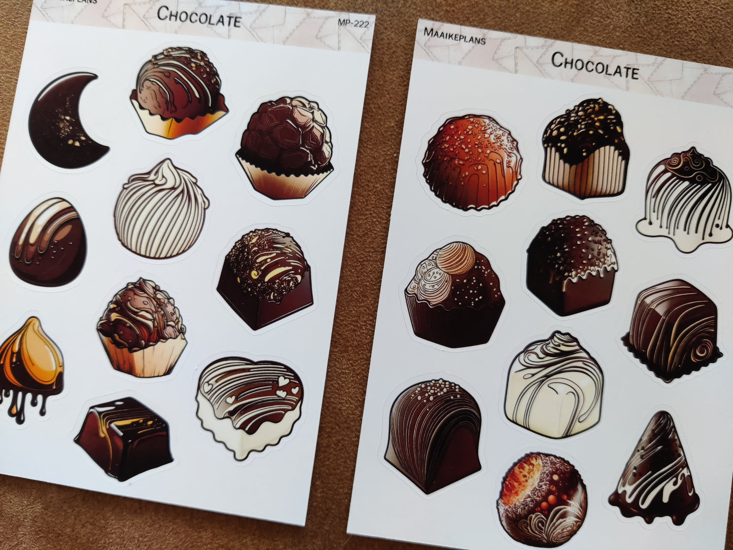 2 chocolade stickervellen