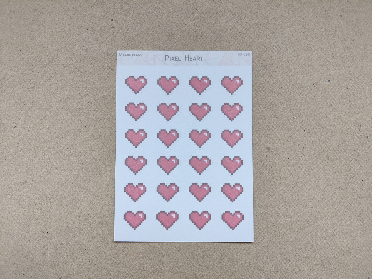 Pixelhartjes stickervel
