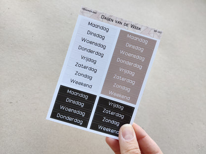 Dagen van de week stickervel - Aarde (NL)