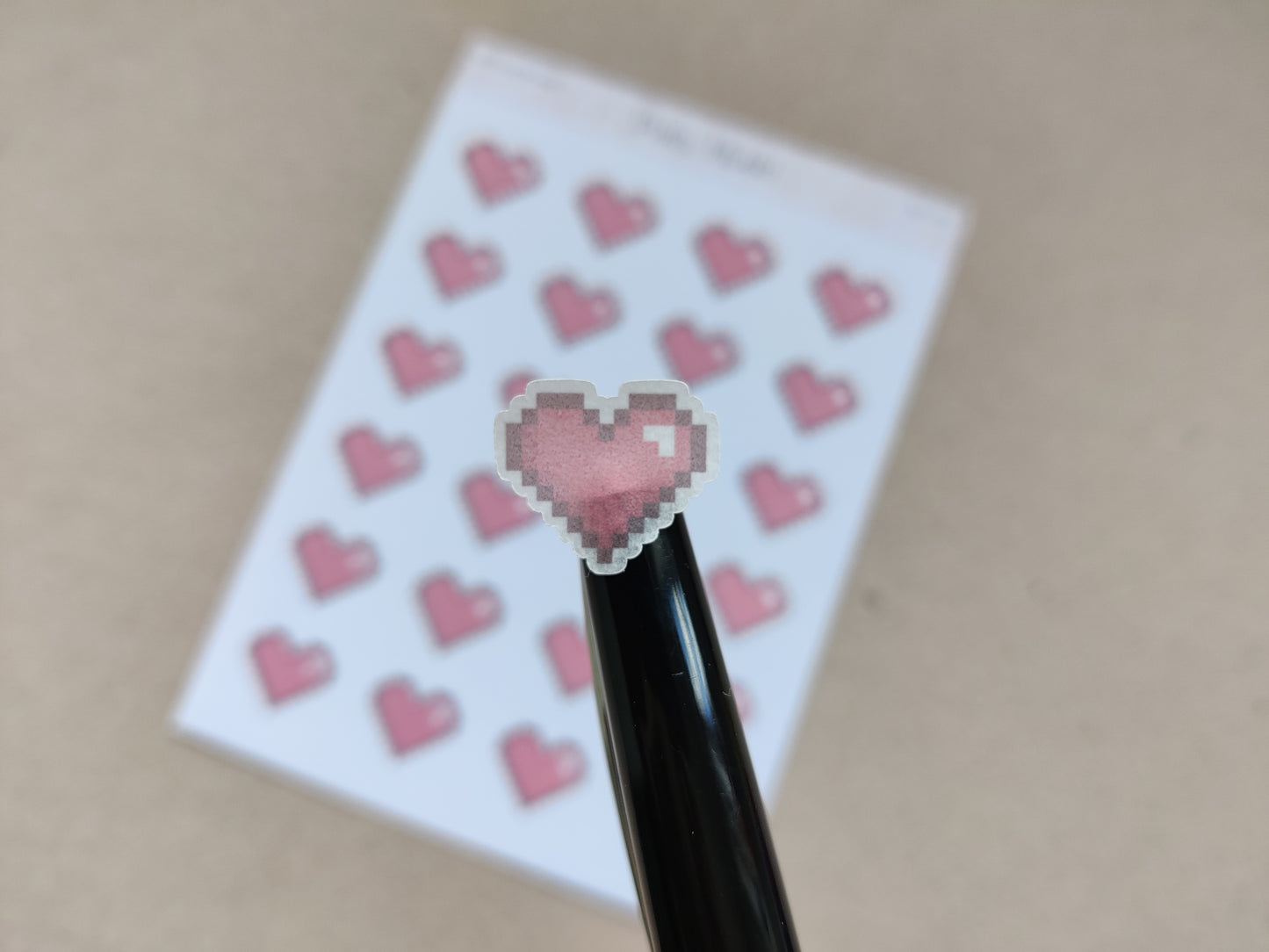 Pixelhartjes stickervel