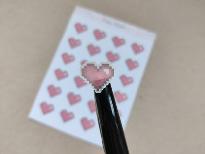 Pixelhartjes stickervel