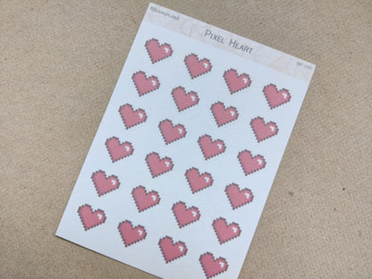 Pixelhartjes stickervel